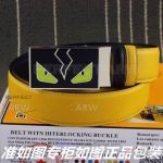 AAA Fake Fendi Reversible Black And Yellow Leather Belt With Monster Eye Buckle